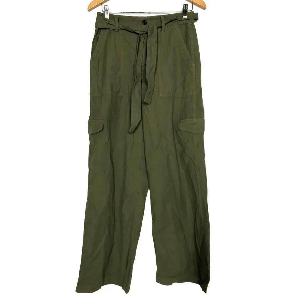 Madewell Griff Pants Superwide Leg Cargo Garment Dye Desert Olive Green NWT 27